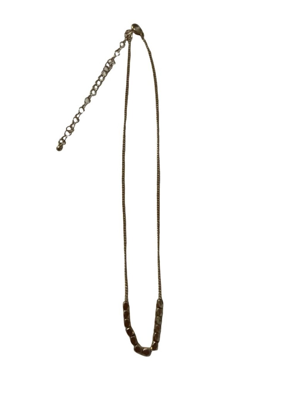 Vintage Antiqued Gold Tone Faceted Geometric Bead Choker Necklace 15 Inch